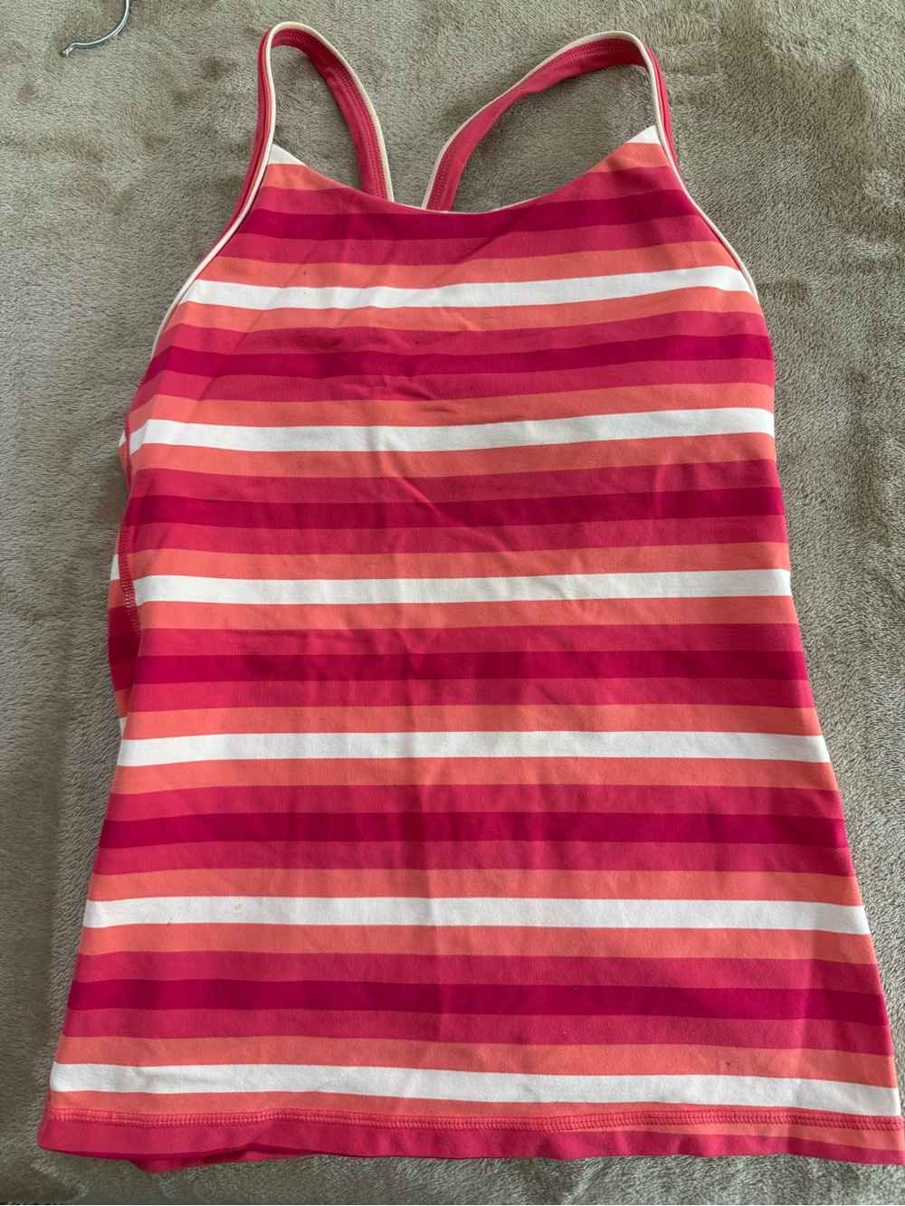 Lulu Lemon Striped Pink & Coral Yoga Tank